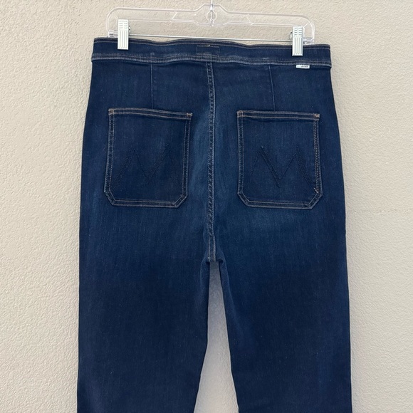 Mother Smokin Double Welt Heel Flare Jeans Retro Off Limits Dark Denim Blue 32 - Picture 11 of 14